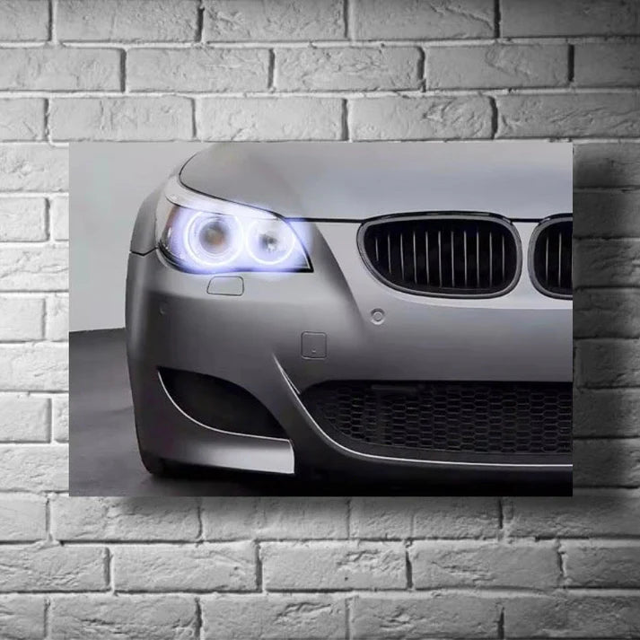 Poster of the iconic BMW M5 super sedan, displayed as German automotive wall art.