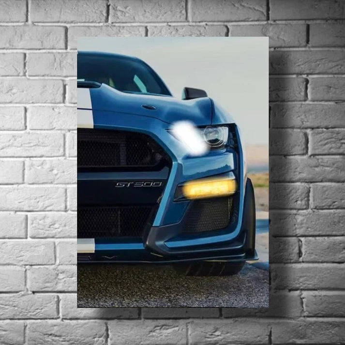 earXpress poster of the Ford Mustang Shelby GT500, displayed as American muscle car wall art