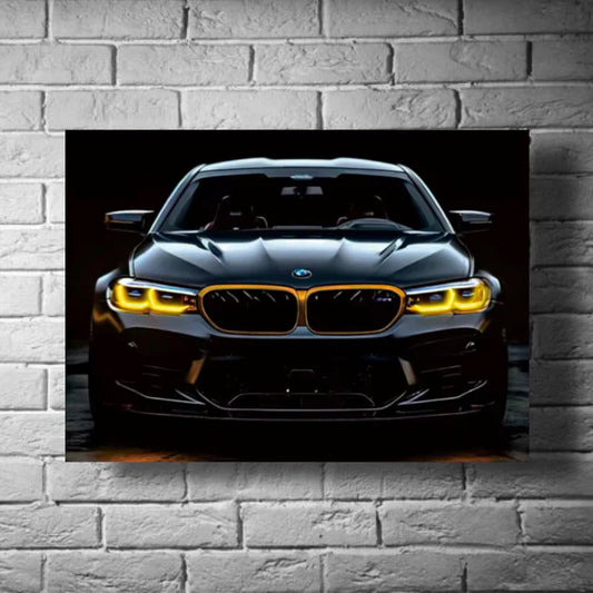 GearXpress poster of the BMW M5 F90, displayed as modern AWD super sedan wall art.