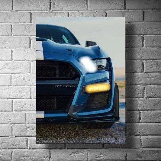 earXpress poster of the Ford Mustang Shelby GT500, displayed as American muscle car wall art
